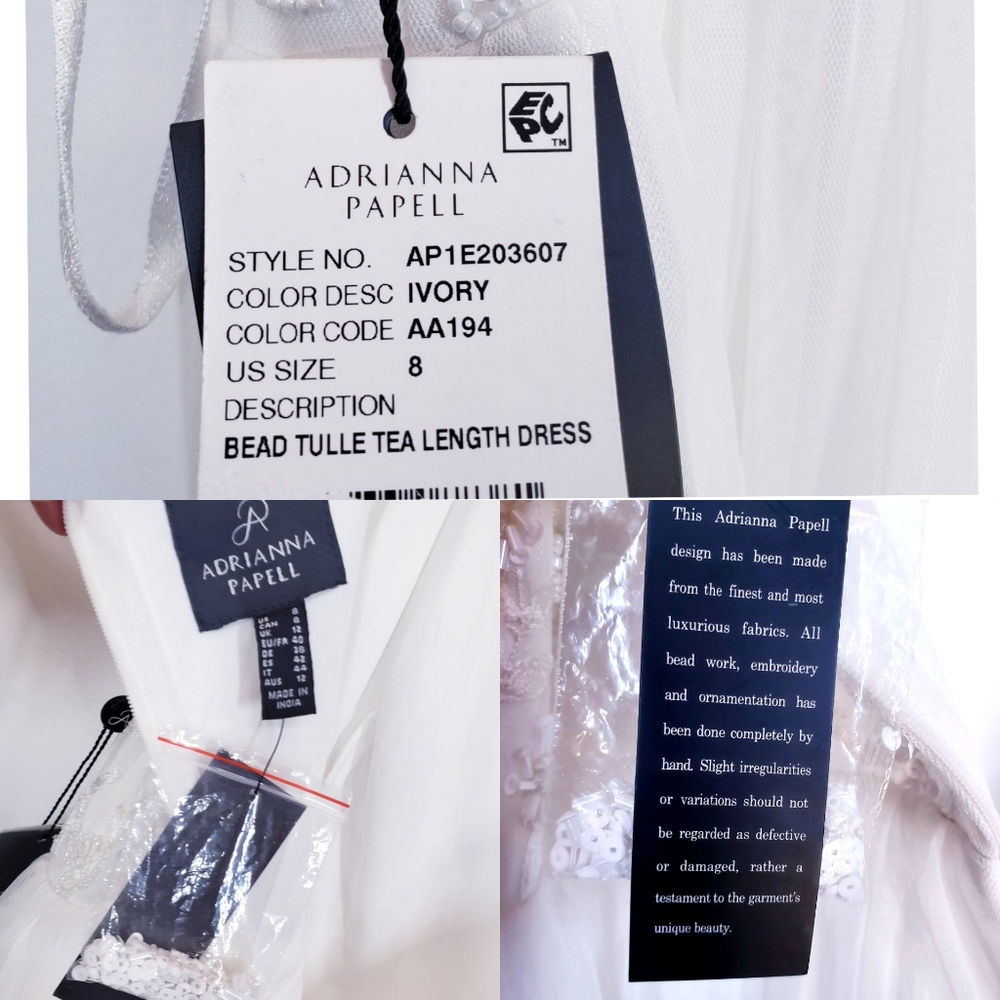 ADRIANNA PAPELL New Ivory Beaded Strap Midi Dress - Picture 4 of 14